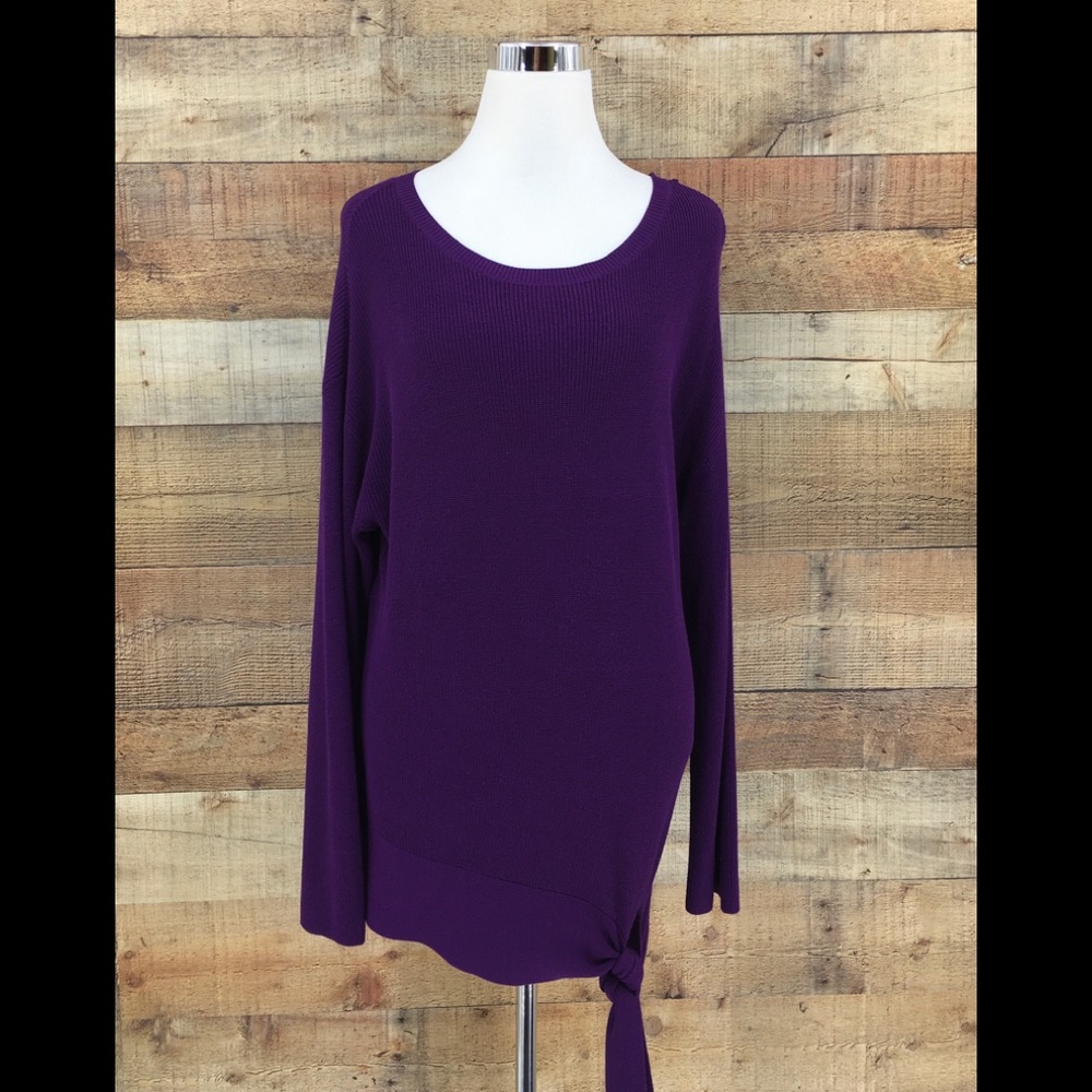 NWT Halogen Tie Front Pullover Sweater Purple Sz S